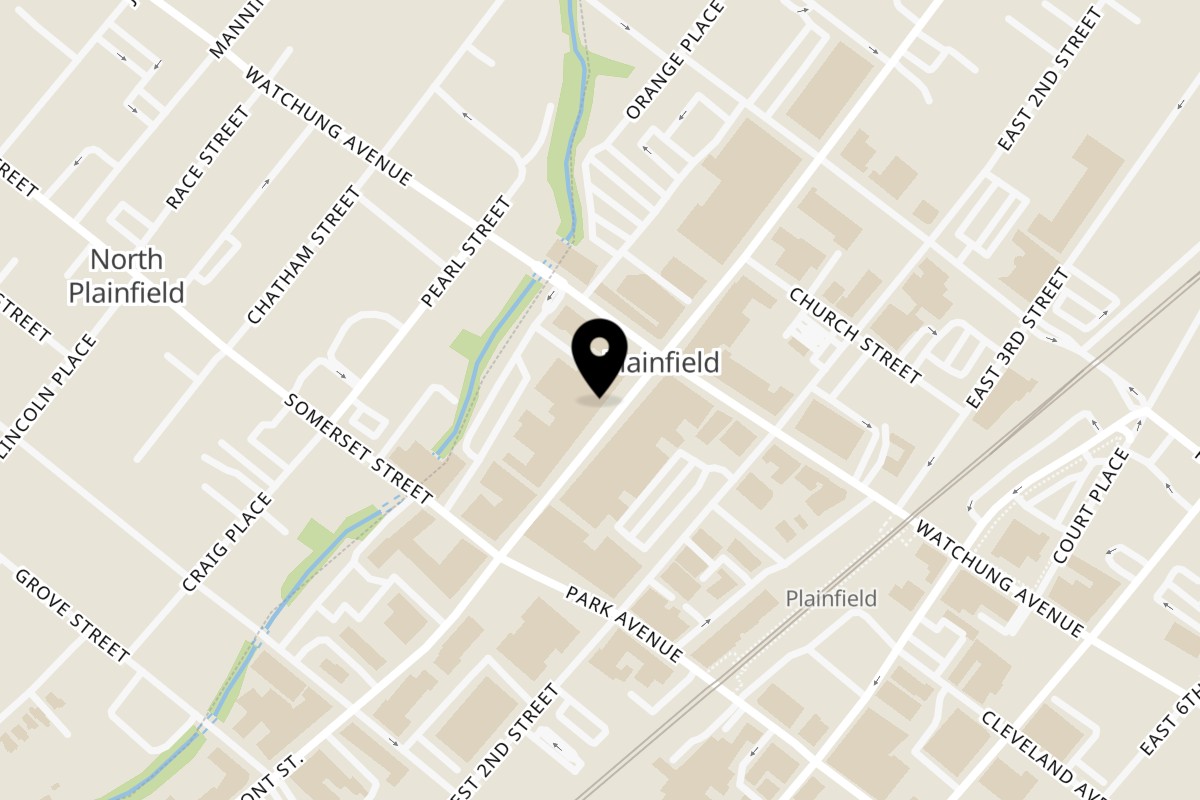 Map showing the location of Mexi Papa Tacos on 169 E Front St in Plainfield